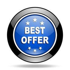 best offer blue glossy icon