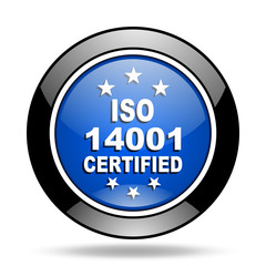 iso 14001 blue glossy icon