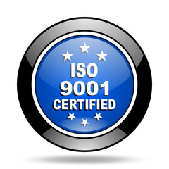 iso 9001 blue glossy icon