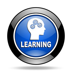 learning blue glossy icon