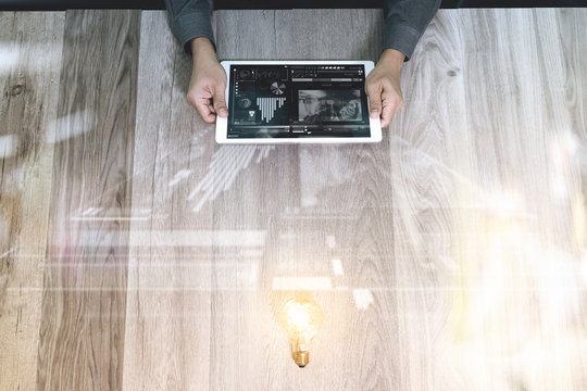 Creative business working. Photo graphic designer hand working - Powered by Adobe