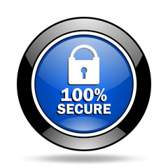 secure blue glossy icon