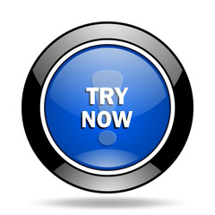 try now blue glossy icon