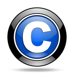 copyright blue glossy icon
