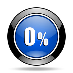 0 percent blue glossy icon