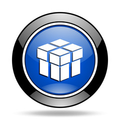 box blue glossy icon