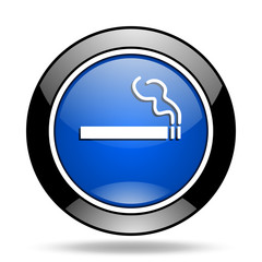 cigarette blue glossy icon