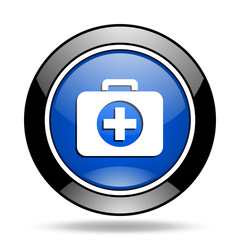 first aid blue glossy icon