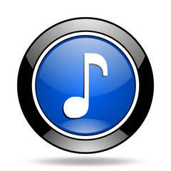music blue glossy icon