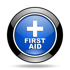 first aid blue glossy icon