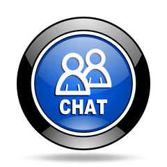 chat blue glossy icon