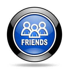 friends blue glossy icon