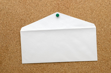 Blank  Business Envelope Tacked on Cork Board
