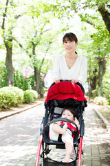 portrait of asian mother and baby