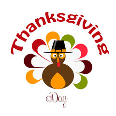 Thanksgiving turkey whit hat  on white background