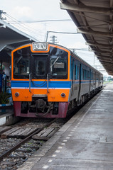 Obraz premium Old diesel railcar of the local train.