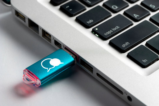 Social media, WIFI & Internet icon on  USB drive
