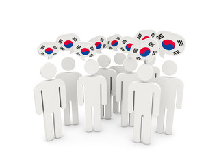 People with flag of korea south