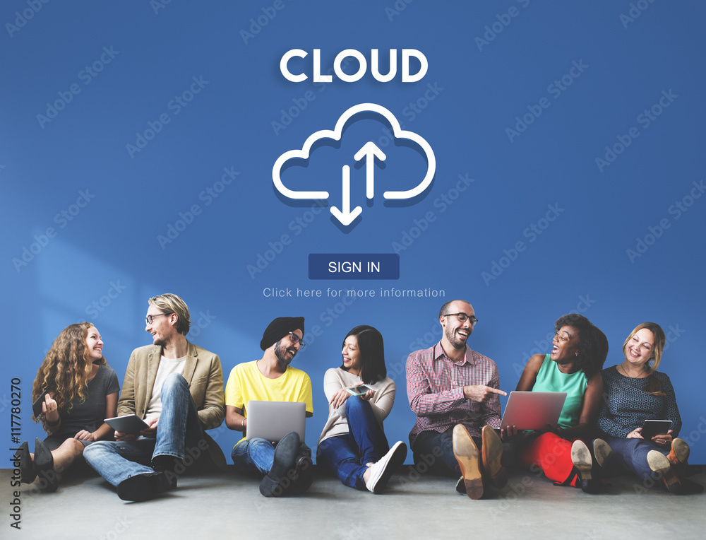 Poster cloud computing network storage technology data concept
