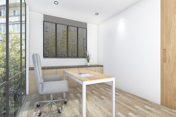 3d rendering working room with beautiful view outside