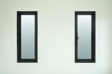 modern black aluminium window with white wall