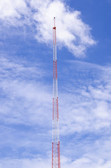 lightning rod antenna repeater tower on blue sky