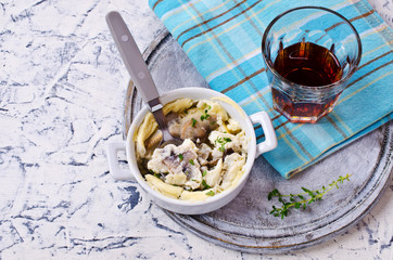 Scrambled eggs with mushrooms