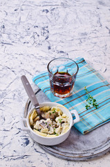 Scrambled eggs with mushrooms