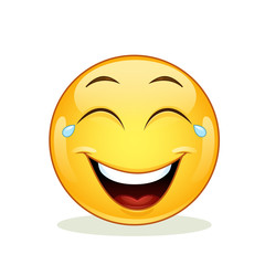 Fototapeta premium Laughing emoticon with tears of joy