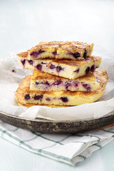 Simple black currant cake. Rustic style.