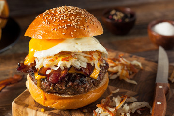 Homemade Breakfast Cheeseburger with Bacon