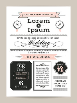 black and white monogram wedding invitation template