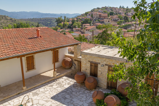 Yard in traditional mountain village of Lofou, Cyprus