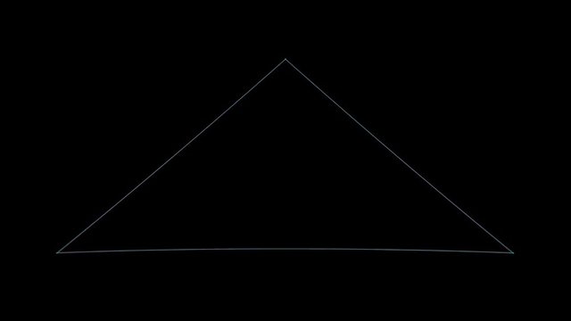 Retro 3D Vector Pyramid, Spinning. Wireframe of a spinning pyramid with holographic flicker and chromatic aberration for screen replacements and simulation.