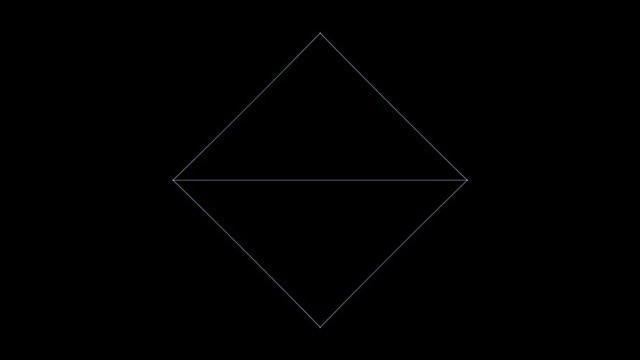 Retro 3D Vector Cube Rotation. Wireframe of a rotating cube with holographic flicker and chromatic aberration for screen replacements and simulation.