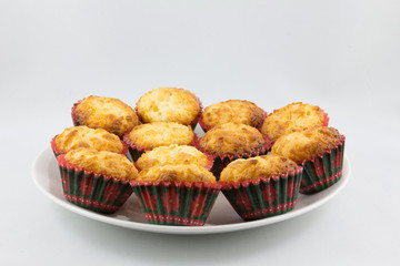 Golden Macaroons on a white plate