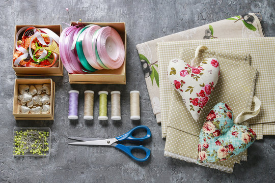 Sewing accessories, copy space