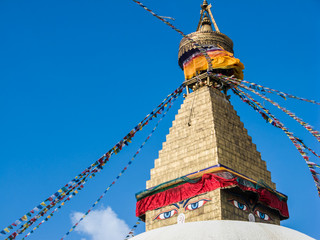 The famous Buddhist stupa at Boudanath, in Nepal. 