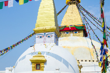 The famous Buddhist stupa at Boudanath, in Nepal. 