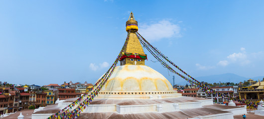The famous Buddhist stupa at Boudanath, in Nepal. 