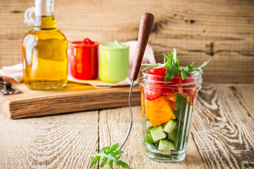 Perfect summer salad in glass jar
