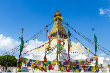 The famous Buddhist stupa at Boudanath, in Nepal. 