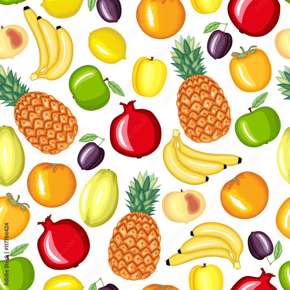 Sticker Cartoon fruits pattern seamless