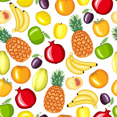 Cartoon fruits pattern seamless
