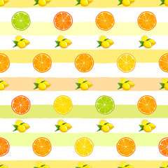 Vector seamless pattern with citrus.