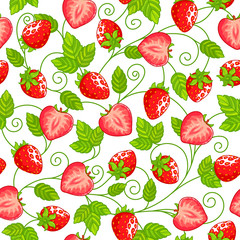 Vector seamless pattern with strawberry