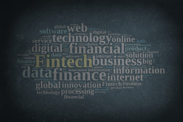 Illustration with the word Fintech.
