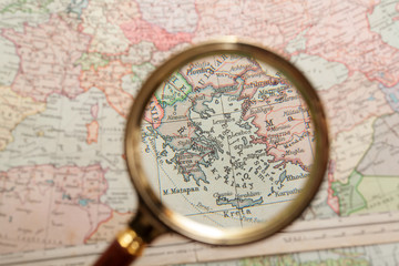 Magnifying glass and map