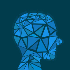 Human head from geometric colorful triangles. Abstract background illustration. Eps 10
