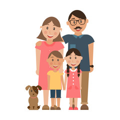 Happy family and dog